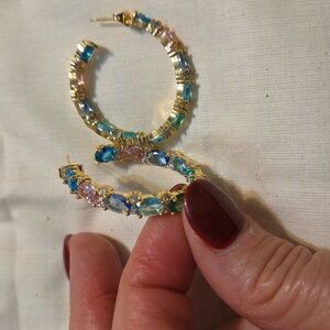 Gold Multicolor Hoop Earrings